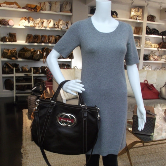 Leather Medium Britt Bag Dark Brown