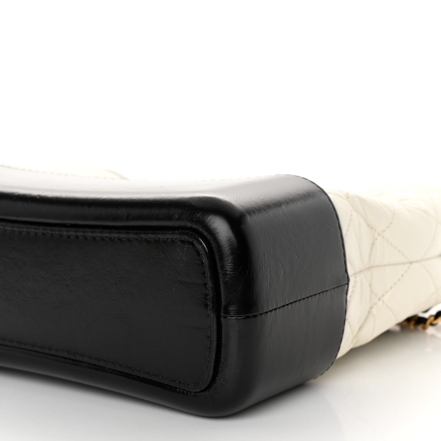 Aged Calfskin Quilted Medium Gabrielle Hobo Black White