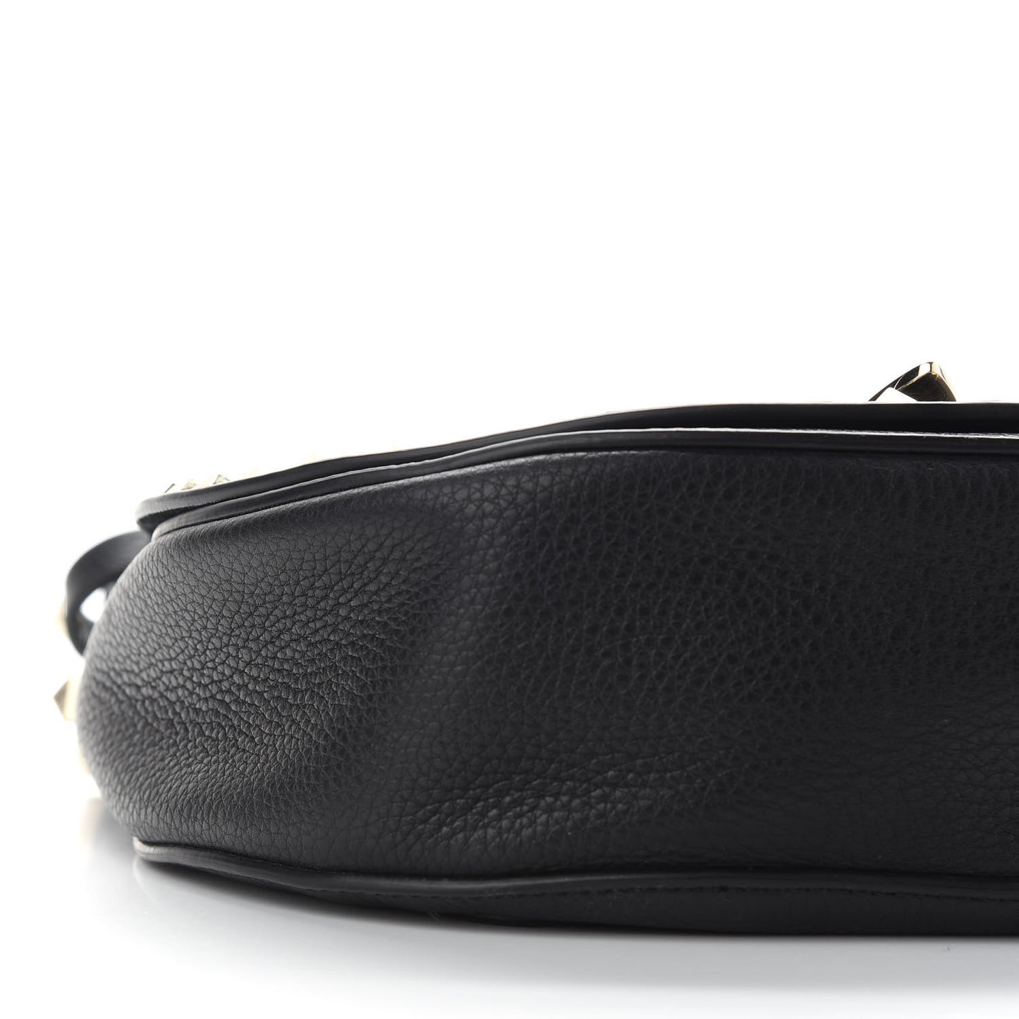 Grained Calfskin Rockstud Saddle Bag Black