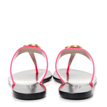 Gucci Calfskin GG Marmont Thong Sandals 36 Fuxia Fluo 7 of 10