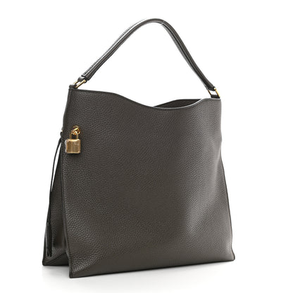 Tom Ford Pebbled Calfskin Alix Padlock Zip Hobo Bag Brown 4 of 9