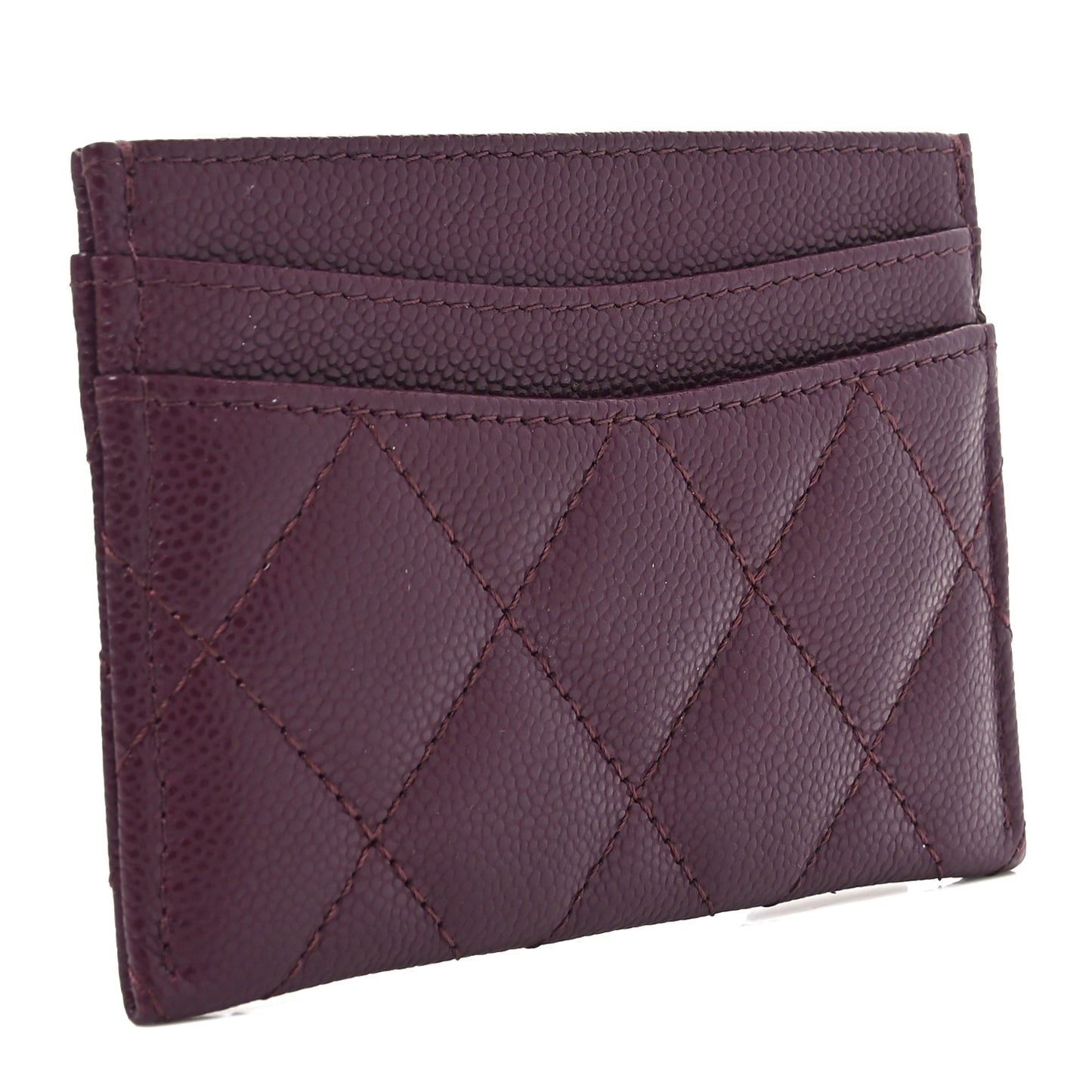 Caviar Quilted Card Holder Burgundy