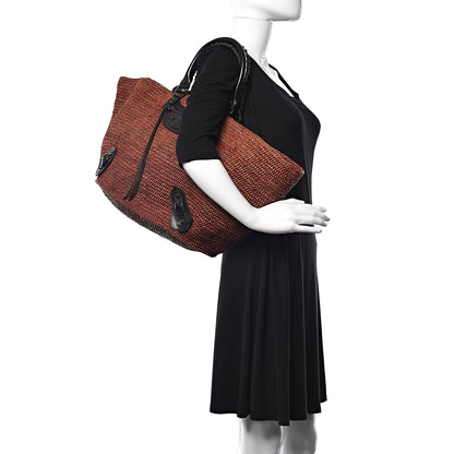 Balenciaga Raffia Woven Large Tote Brown Black 1 of 11