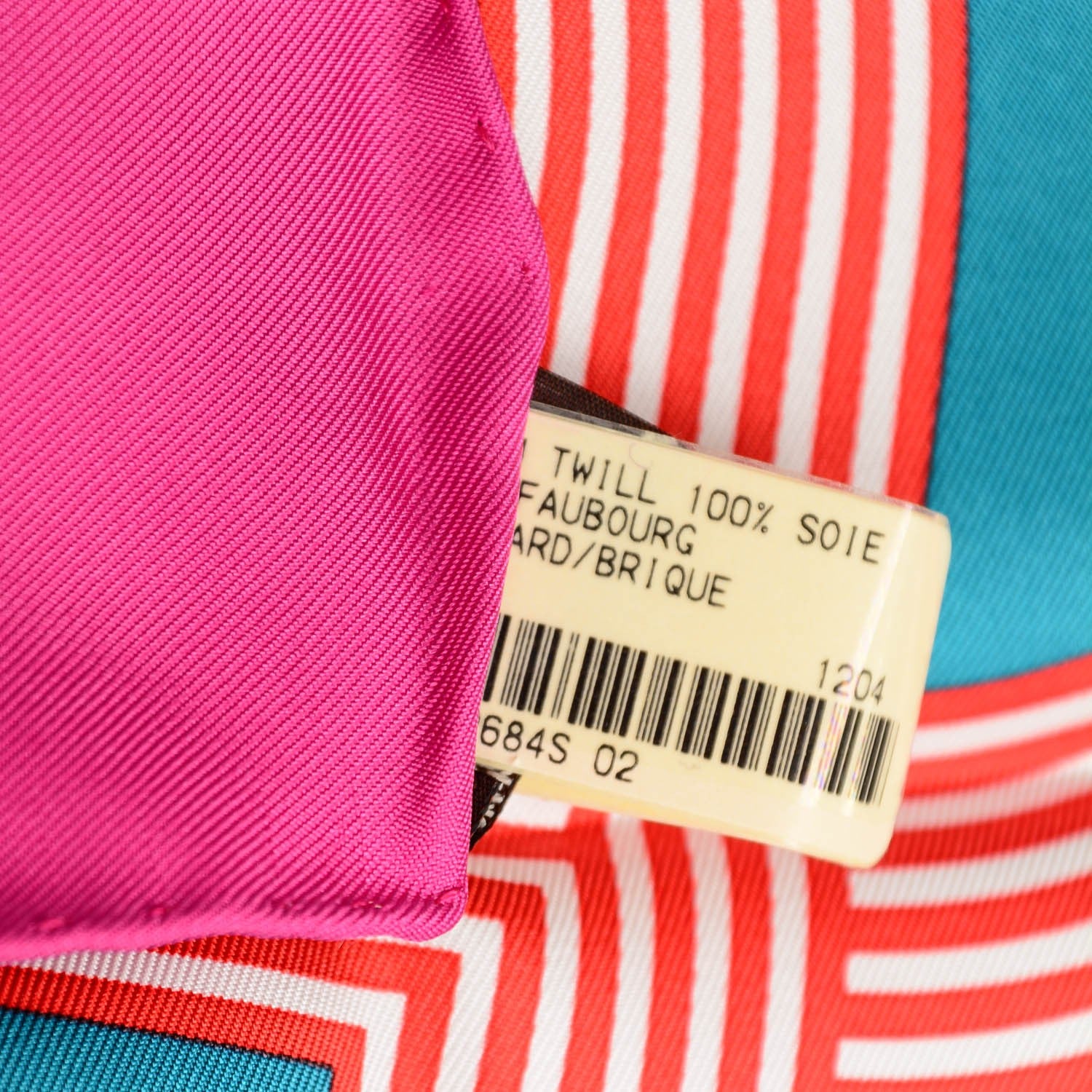 Hermes Silk Circuit 24 Faubourg Scarf 90 Fuchsia Canard Brique 7 of 7