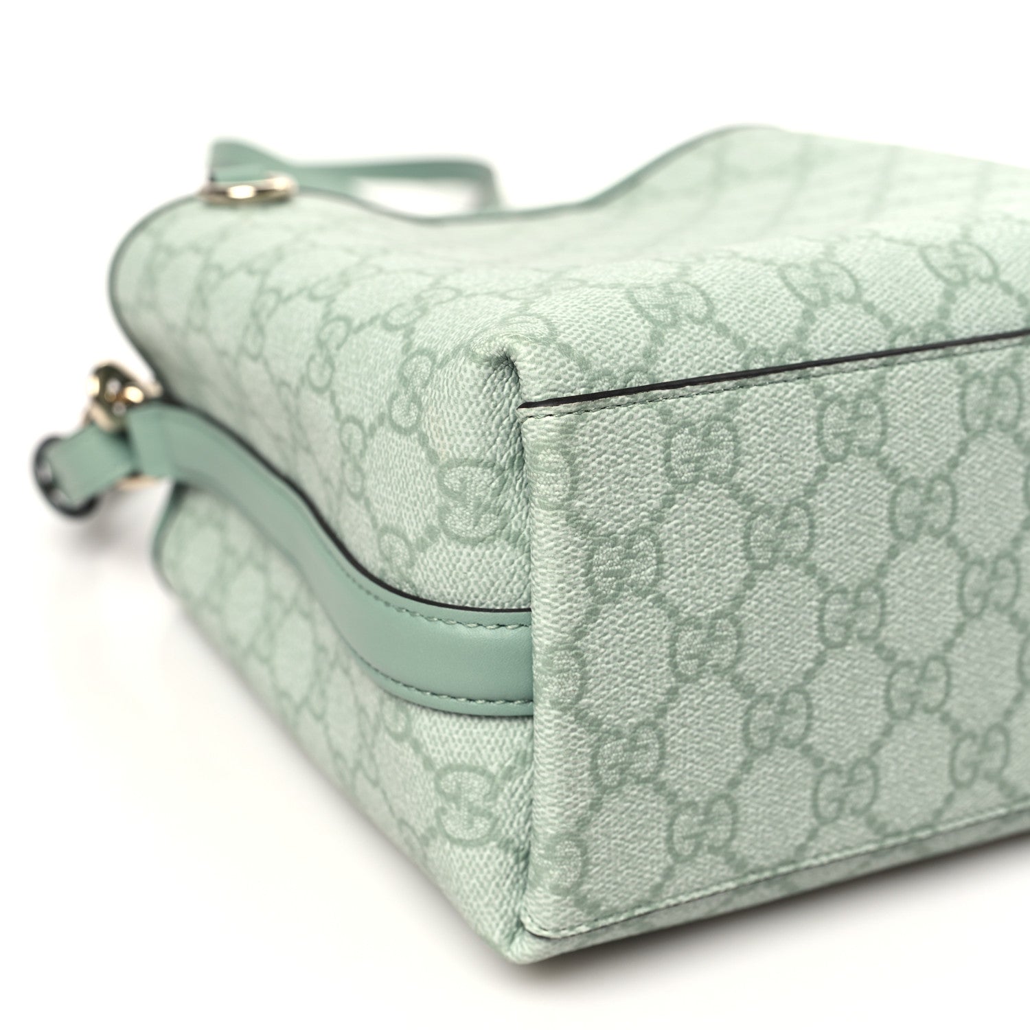Gucci GG Supreme Monogram Emblem Small Shoulder Bag Sage Green 9 of 11