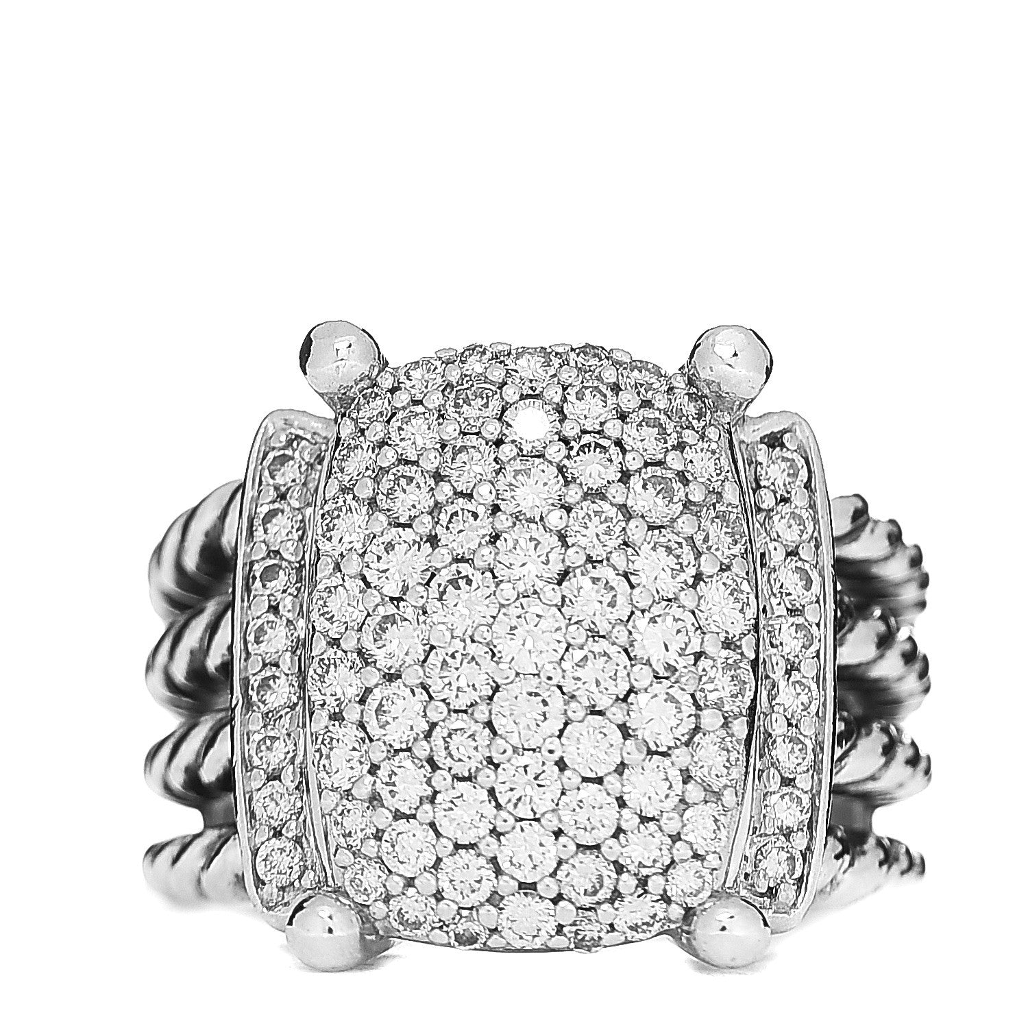 David Yurman Sterling Silver Diamond 16mm Wheaton Ring 52 6 1 of 6