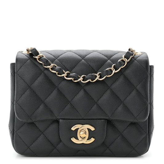 Caviar Quilted Mini Square Flap Black