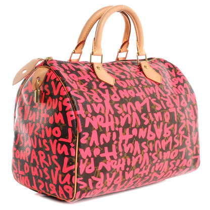 Louis Vuitton Monogram Graffiti Speedy 30 Fuchsia 3 of 7