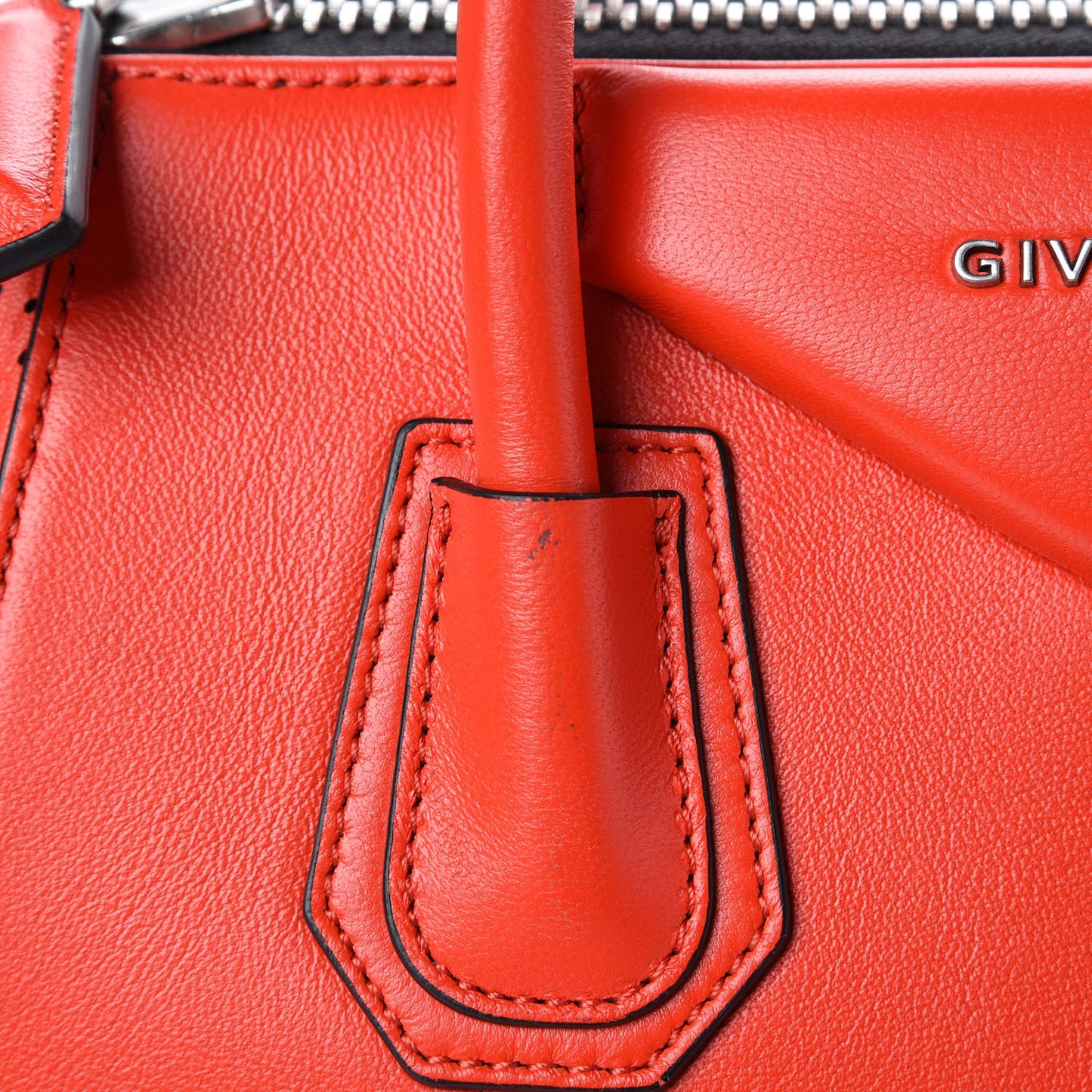 Lambskin Perforated Small Antigona Pop Red
