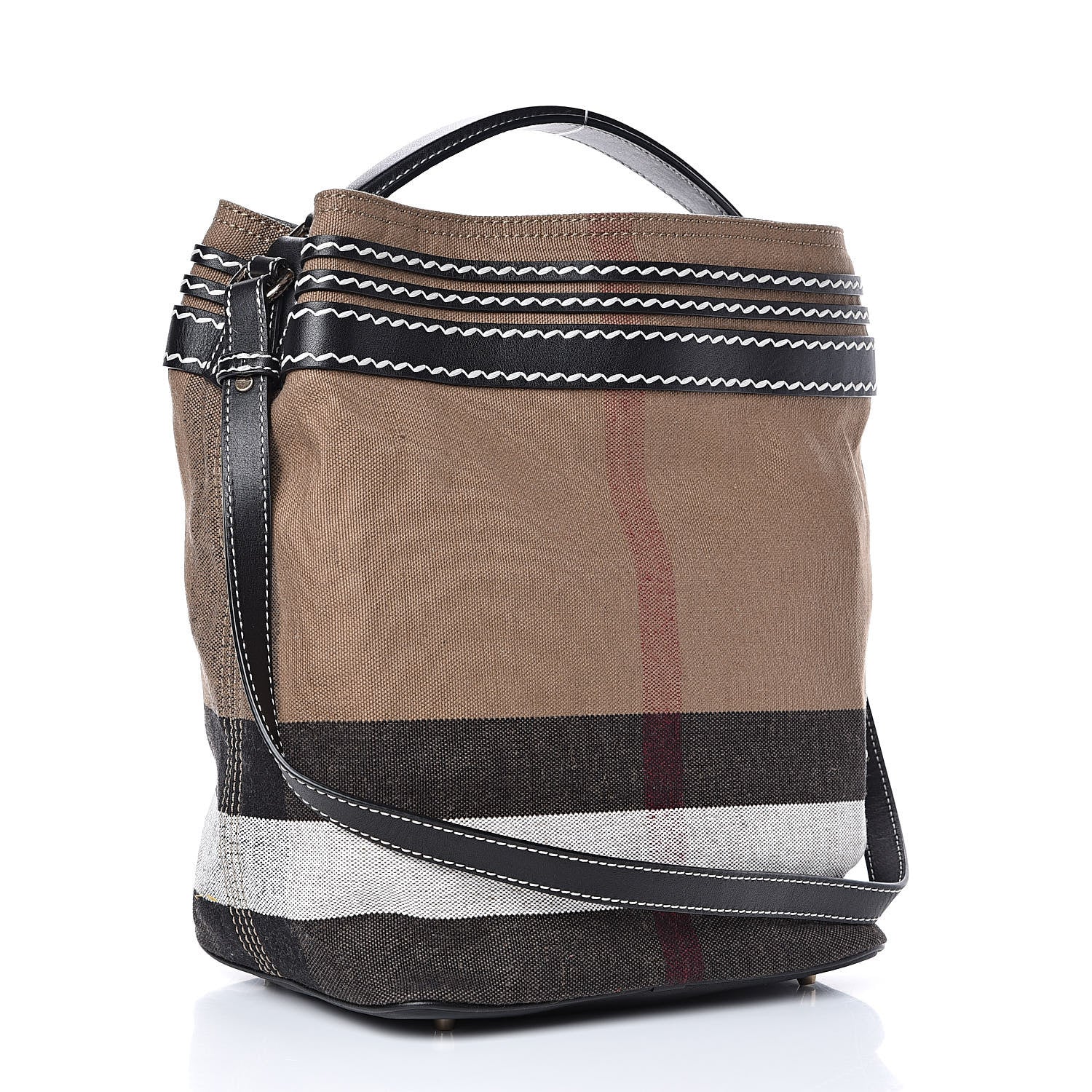 Burberry Canvas Mega Check Medium Ashby Tassel Hobo Black 3 of 10