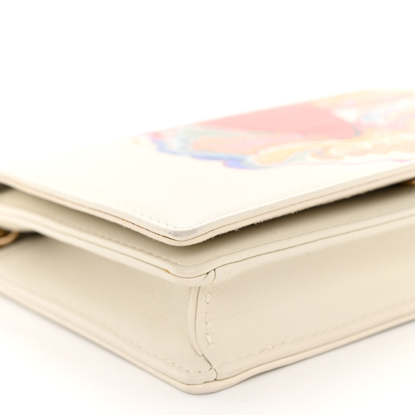 Calfskin Amour Wallet On Chain Latte Multicolor