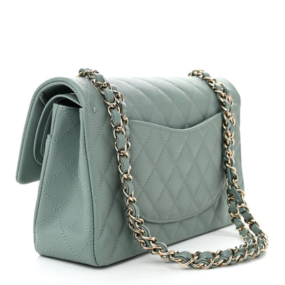 Chanel Caviar Quilted Medium Double Flap Light Blue 3 of 11