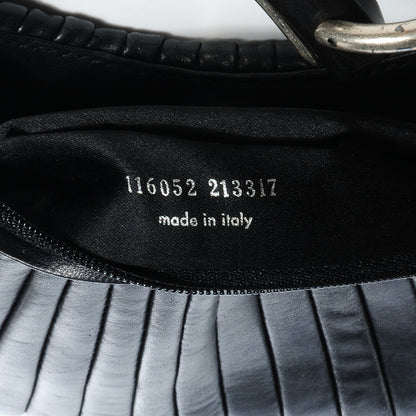 Saint Laurent Pleated Lambskin Small Mombasa Horn Hobo Black 7 of 8