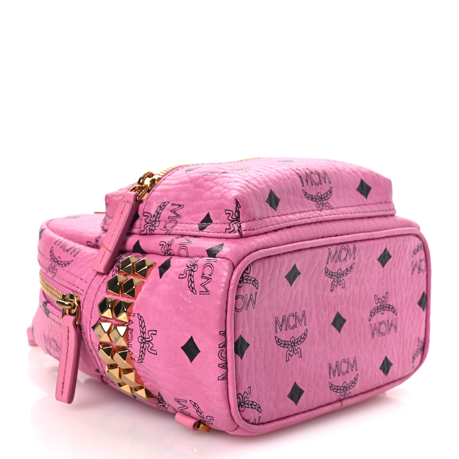 MCM Visetos Side Stud X-Mini Stark Bebe Boo Backpack Pink 4 of 12