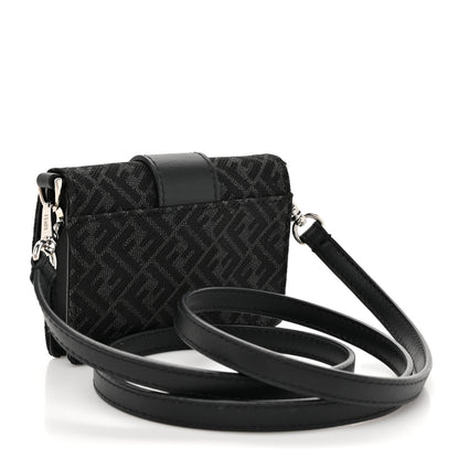 Fendi Recycled Fabric Jacquard Vitello Cover Micro FF Micro Flat Baguette Asfalto 3 of 11