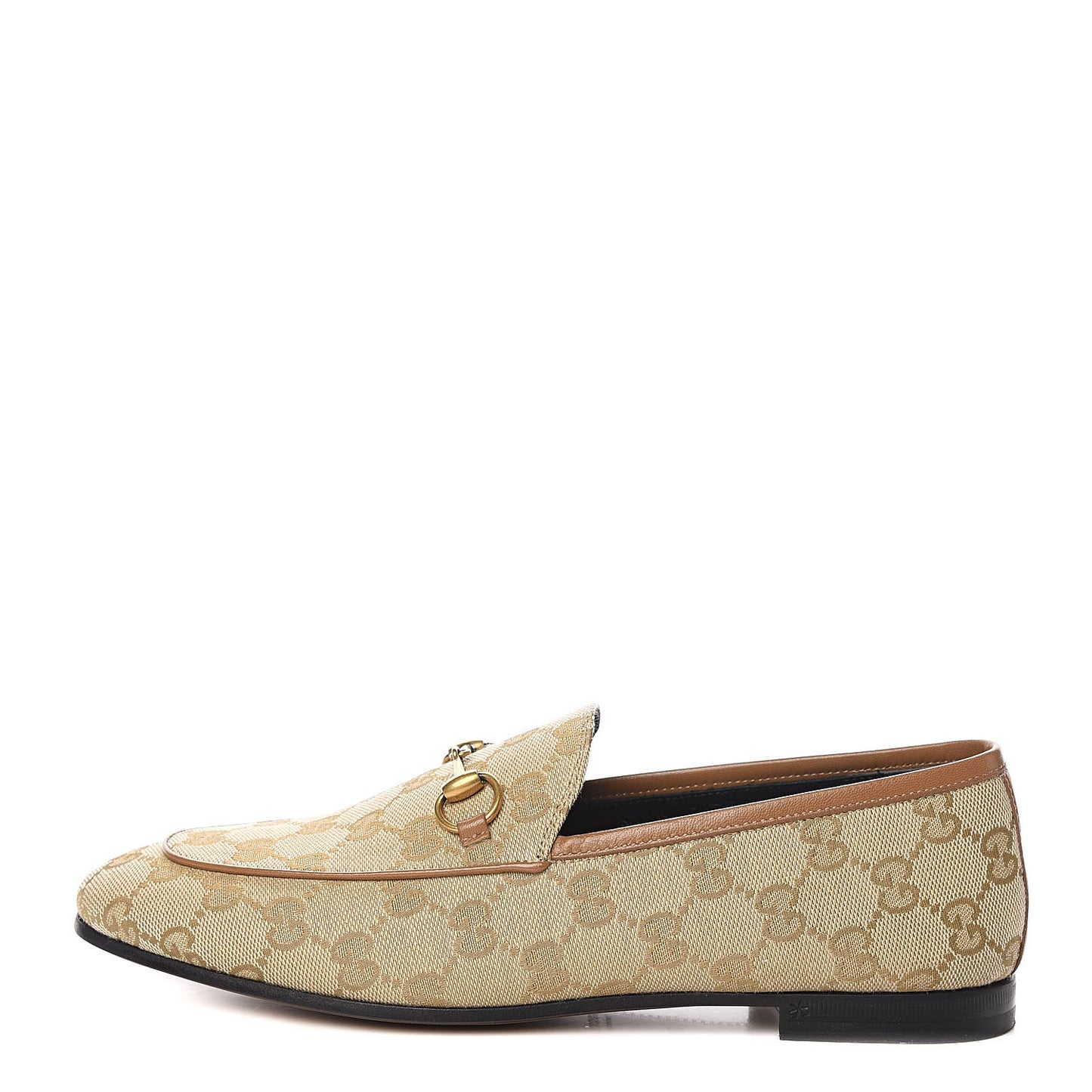 Canvas GG Monogram Horsebit Womens Jordaan Loafers 38 New Sand Friky Taupe
