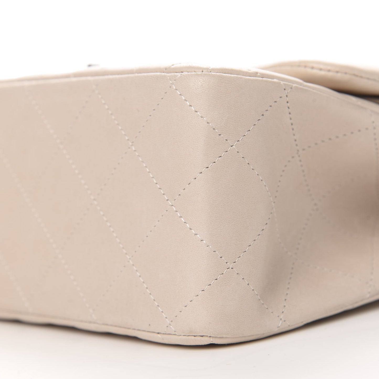 Lambskin Quilted Jumbo Double Flap Light Beige