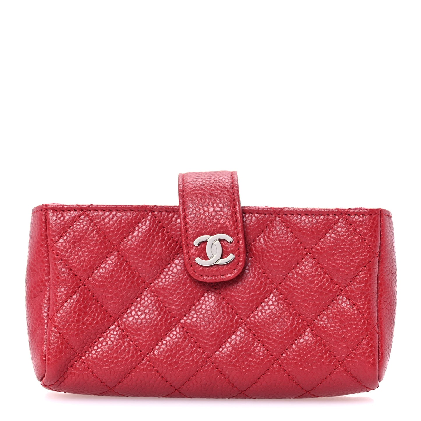 Caviar Quilted Phone Holder Clutch Red