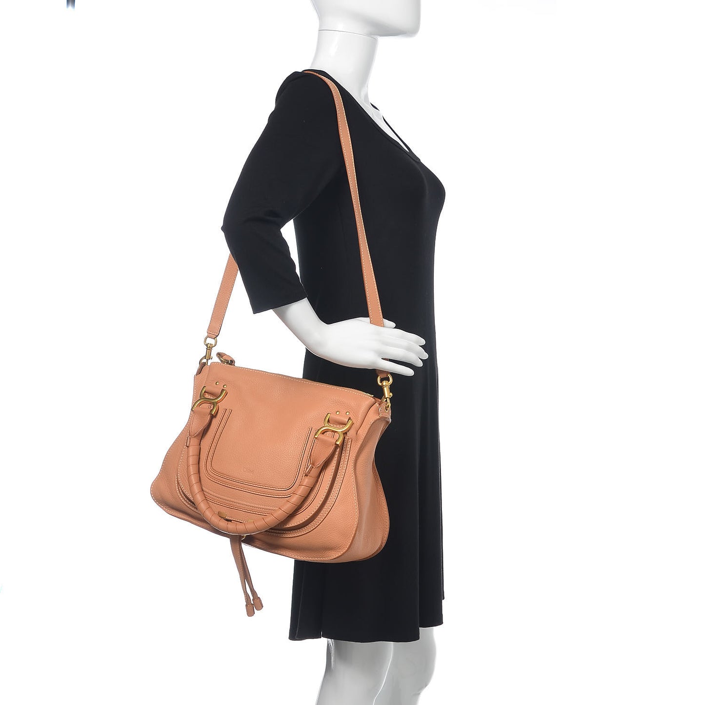 Calfskin Medium Marcie Satchel Coral Sands