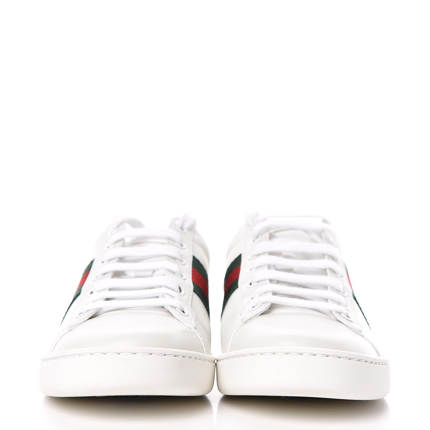 Gucci Calfskin Ayers Bee Embroidered Womens Ace Sneakers 37.5 White Green 2 of 10