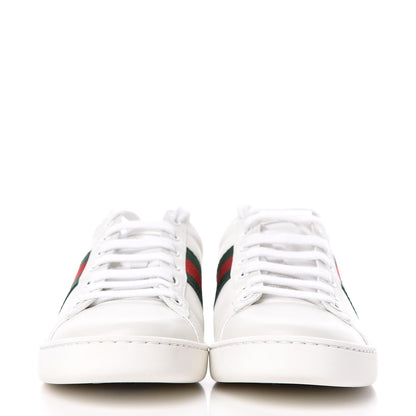 Gucci Calfskin Ayers Bee Embroidered Womens Ace Sneakers 37.5 White Green 2 of 10