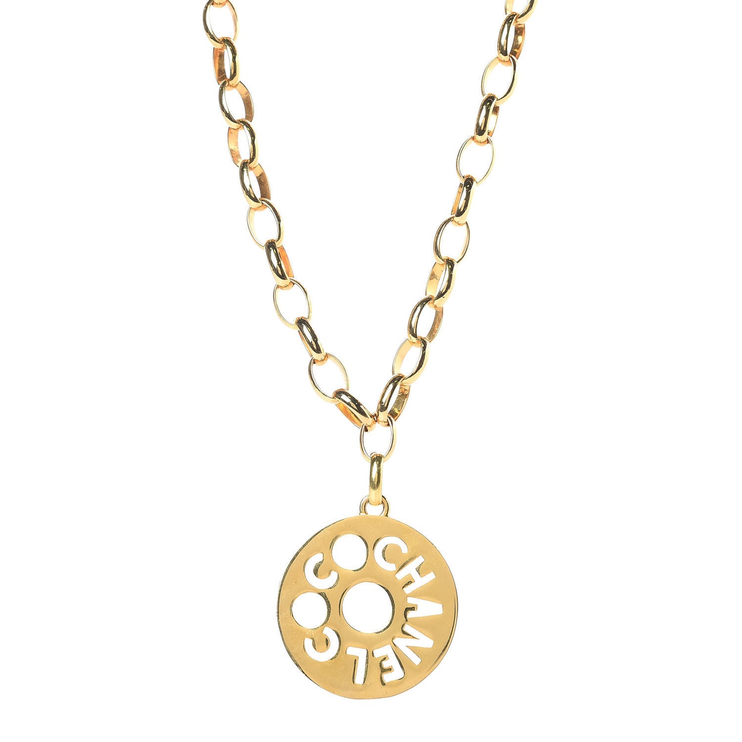 Oversized Coco Pendant Necklace Gold