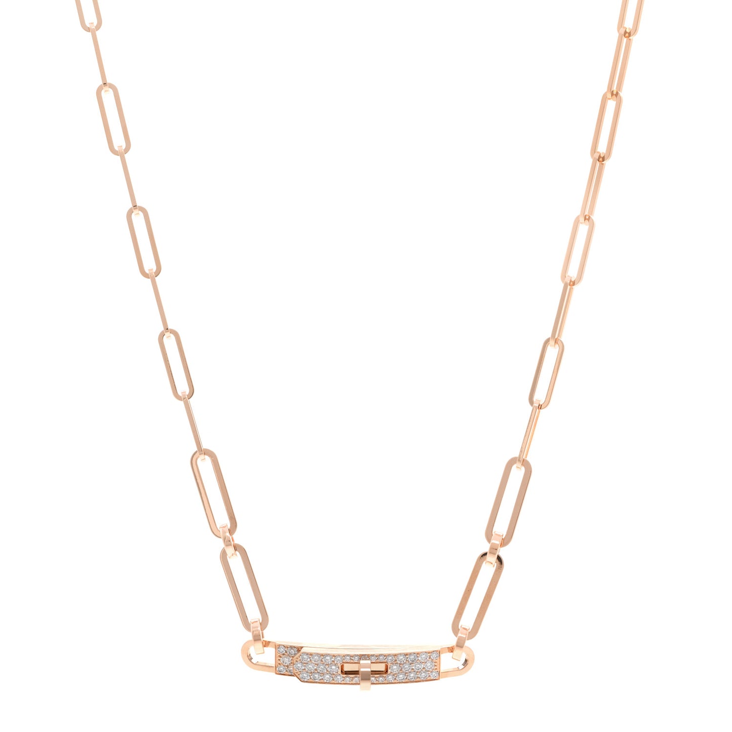 18K Rose Gold Diamond Pave Kelly Chaine Choker Necklace