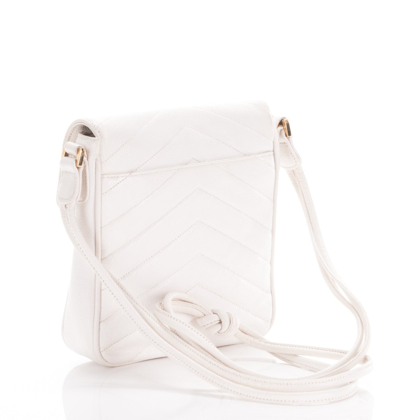 Caviar Chevron CC Shoulder Bag White