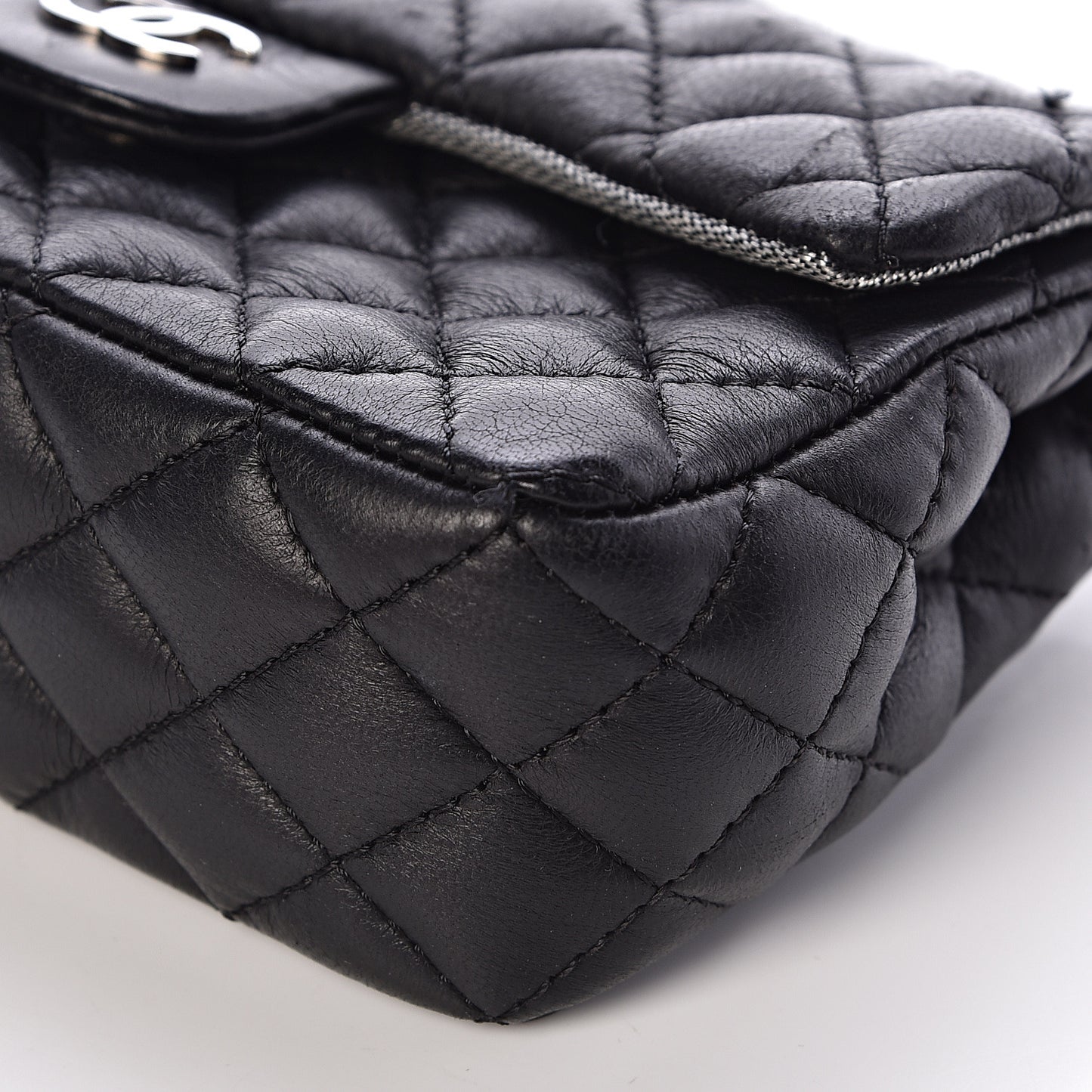Calfskin Quilted CC Flap Belt Bag Black