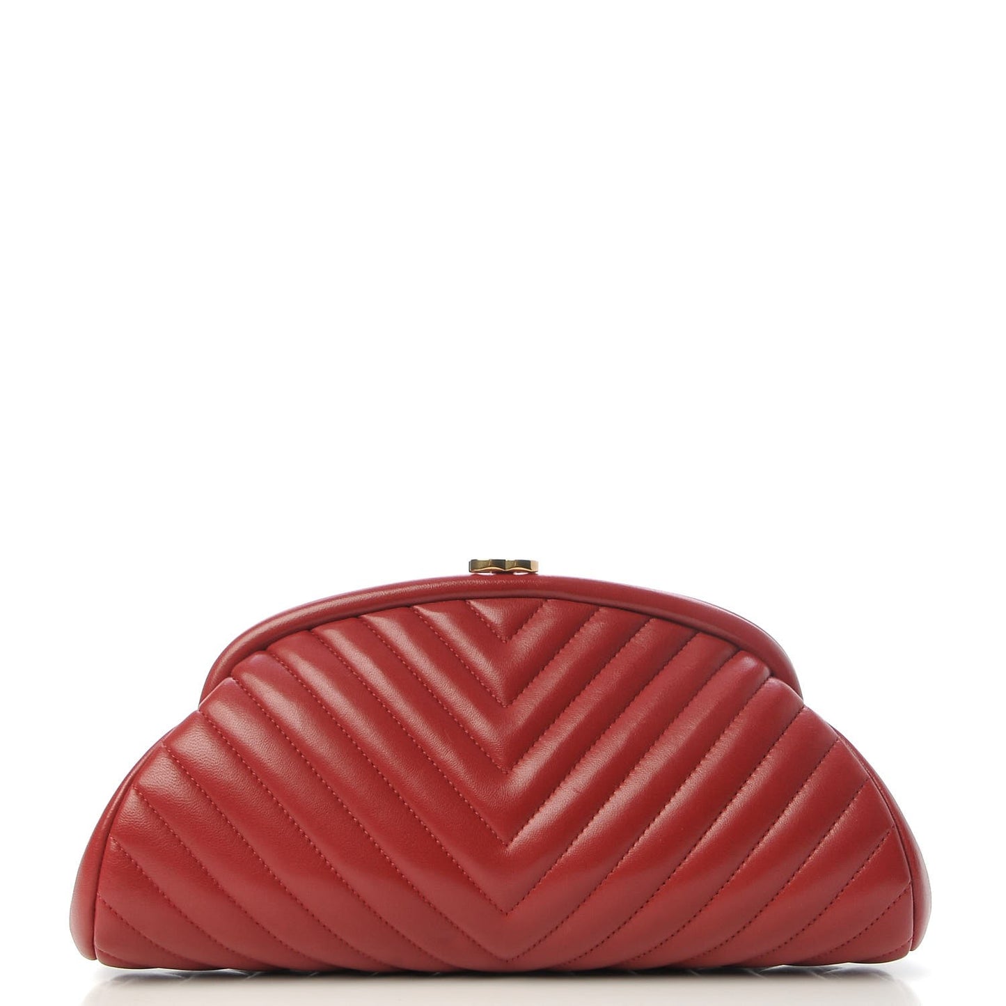Lambskin Chevron Quilted Timeless Clutch Red