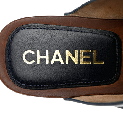 Chanel Calfskin Camellia Clogs 41 Navy 8 of 12