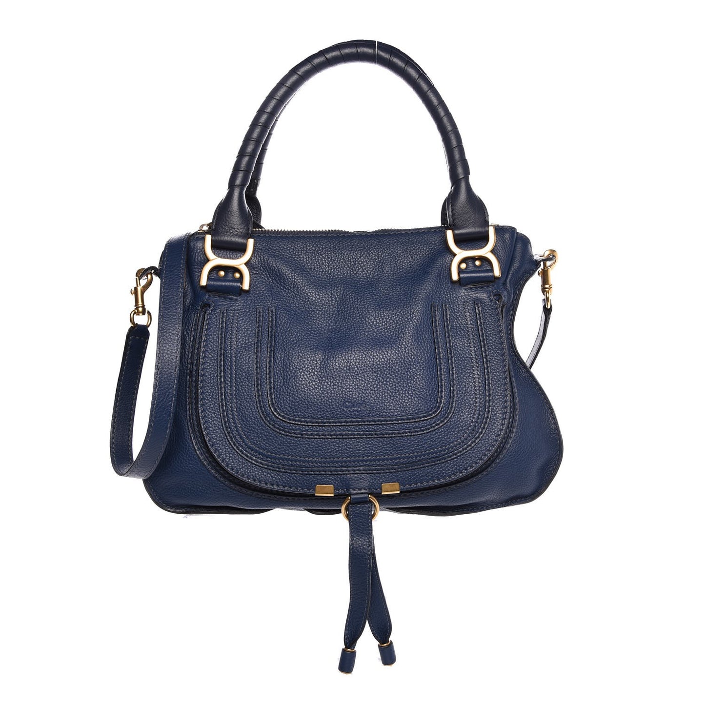 Calfskin Small Marcie Satchel Royal Navy