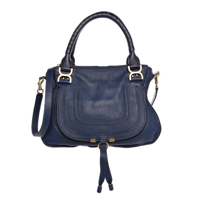 Chloe Calfskin Small Marcie Satchel Royal Navy 1 of 8