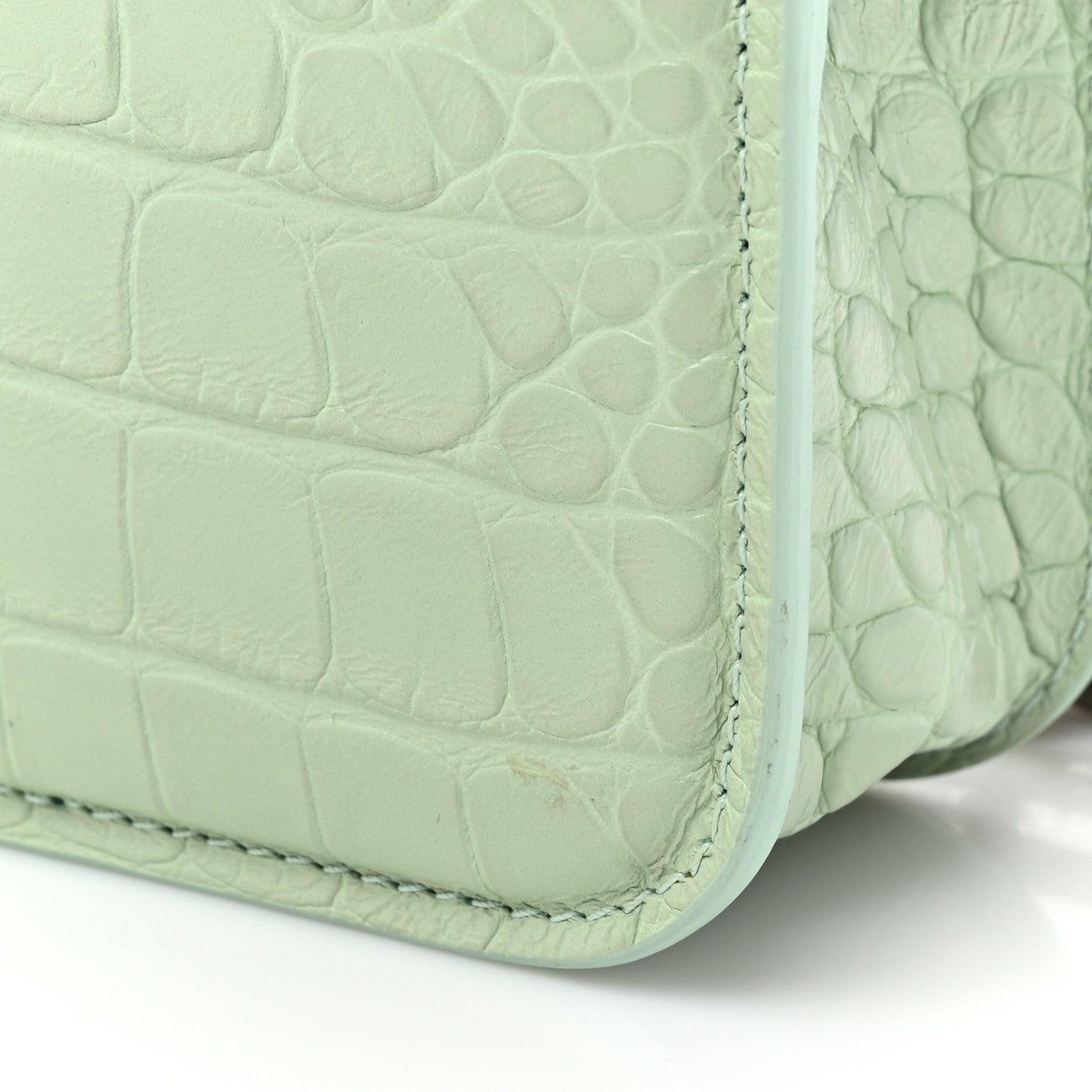 Balenciaga Extra Supple Calfskin Crocodile Embossed Gossip Chain Bag XS Light Green 14 of 14
