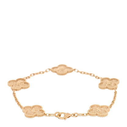 Van Cleef & Arpels 18K Yellow Gold 5 Motifs Vintage Alhambra Bracelet 2 of 3