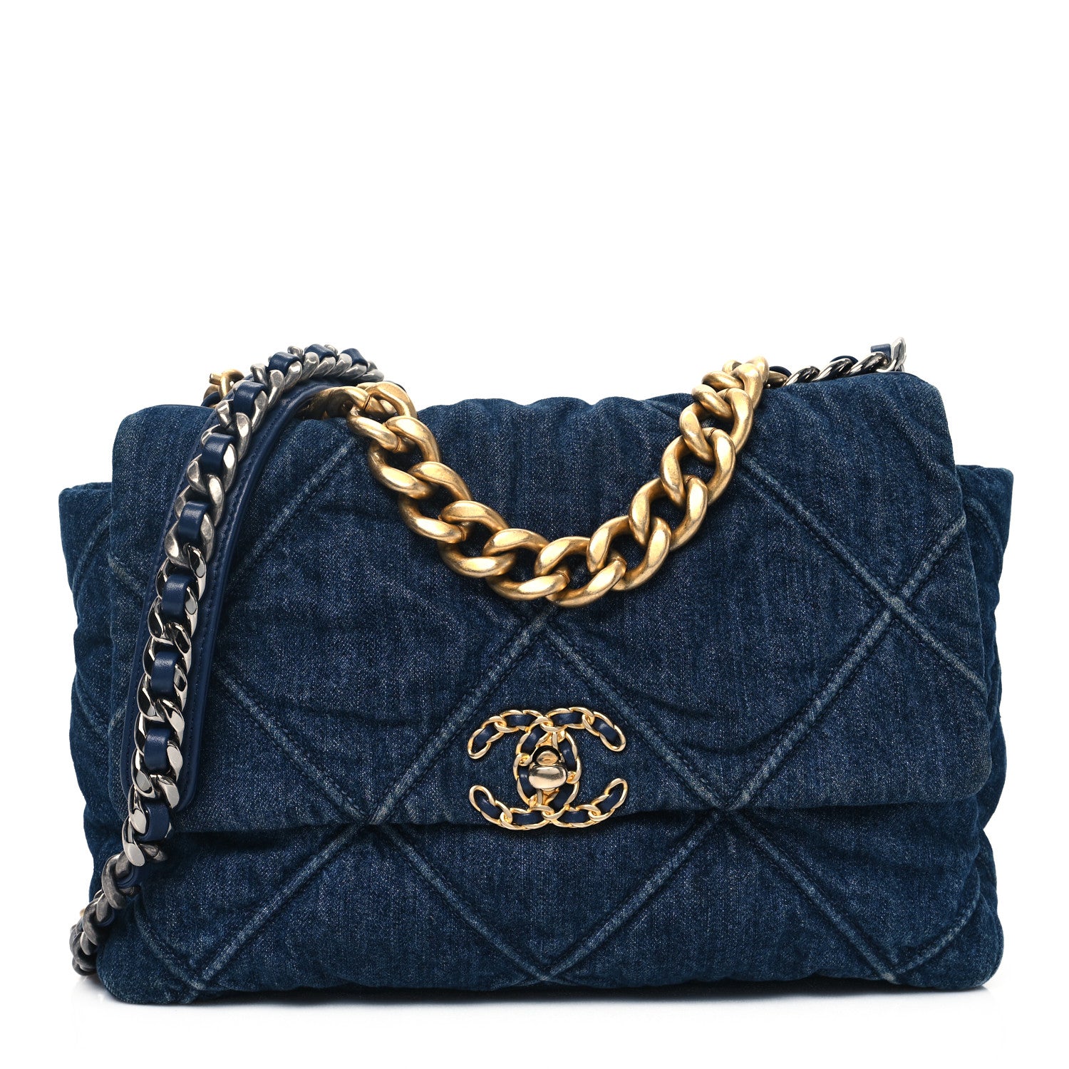 Chanel Denim Quilted Large Chanel 19 Flap Blue 1 of 13