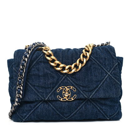 Chanel Denim Quilted Large Chanel 19 Flap Blue 1 of 13