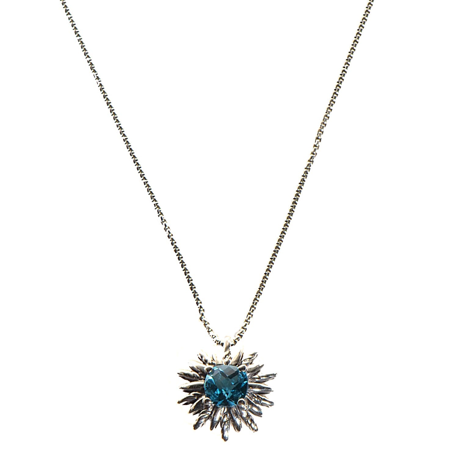 David Yurman Sterling Silver Blue Topaz Starburst Pendant Necklace 1 of 6