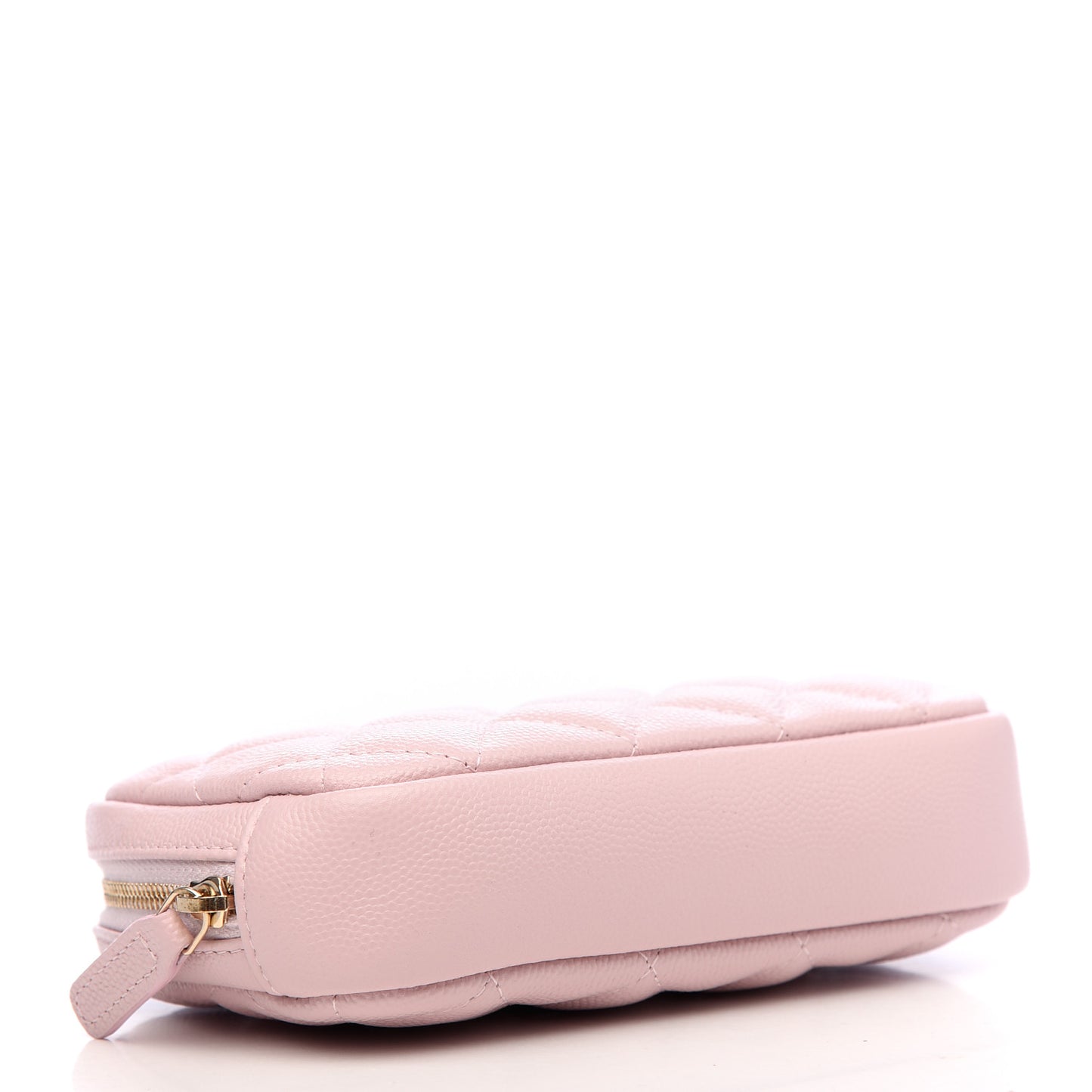 Caviar Quilted Small Curvy Pouch Cosmetic Case Light Pink