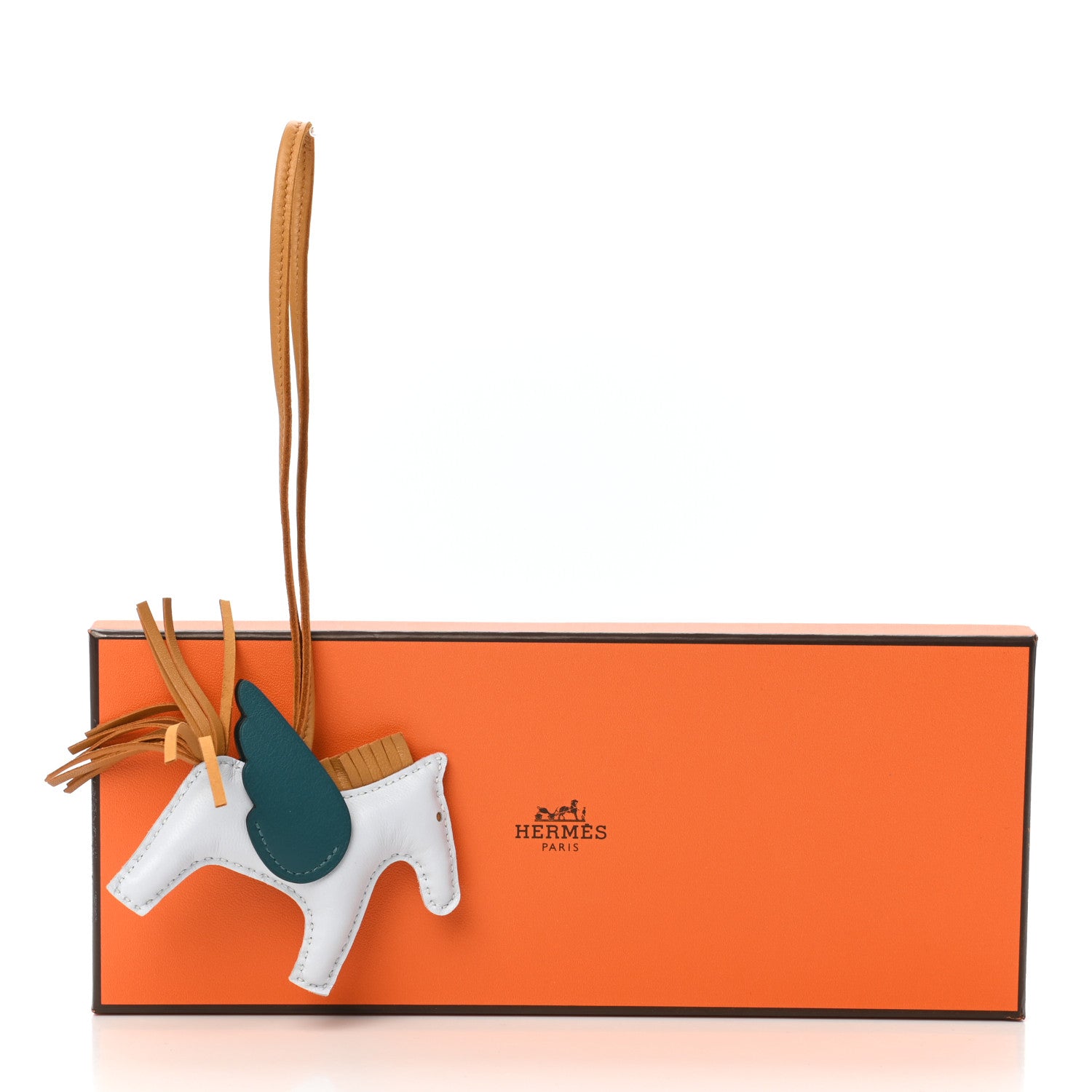 Hermes Milo Lambskin Grigri Rodeo Pegase Horse Bag Charm PM Bleu Brume Sesame Vert Bosphore 5 of 5