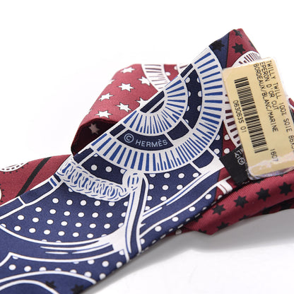 Hermes Silk Eperon d'Or Cut Twilly Bordeaux Blanc Marine 5 of 5