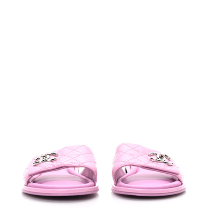 Chanel Patent Goatskin Quilted CC Mules Sandals 39 Pink 2 of 8