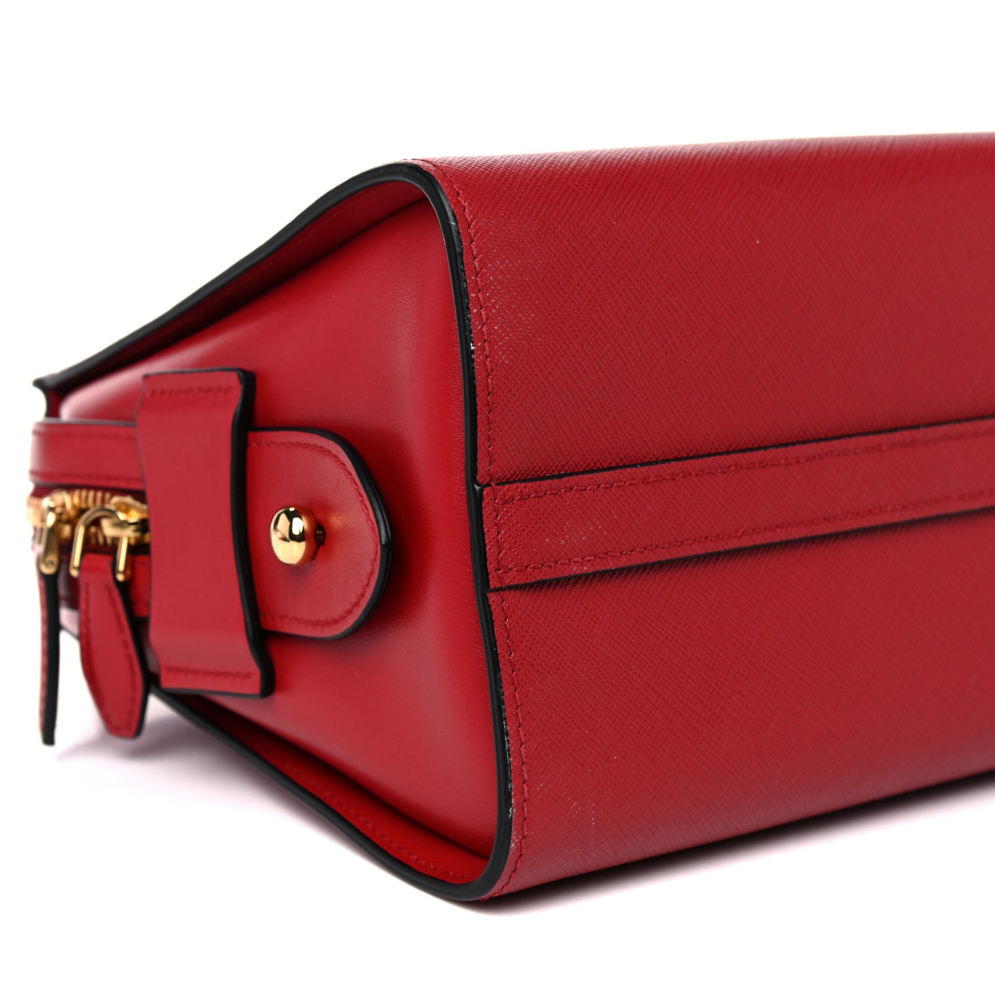 Saffiano Soft Calfskin Double Handle Satchel Fuoco