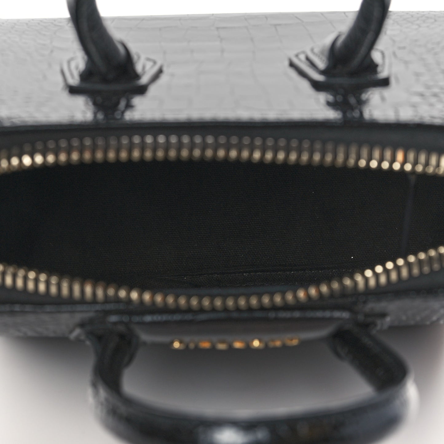 Calfskin Crocodile Embossed Mini Antigona Black