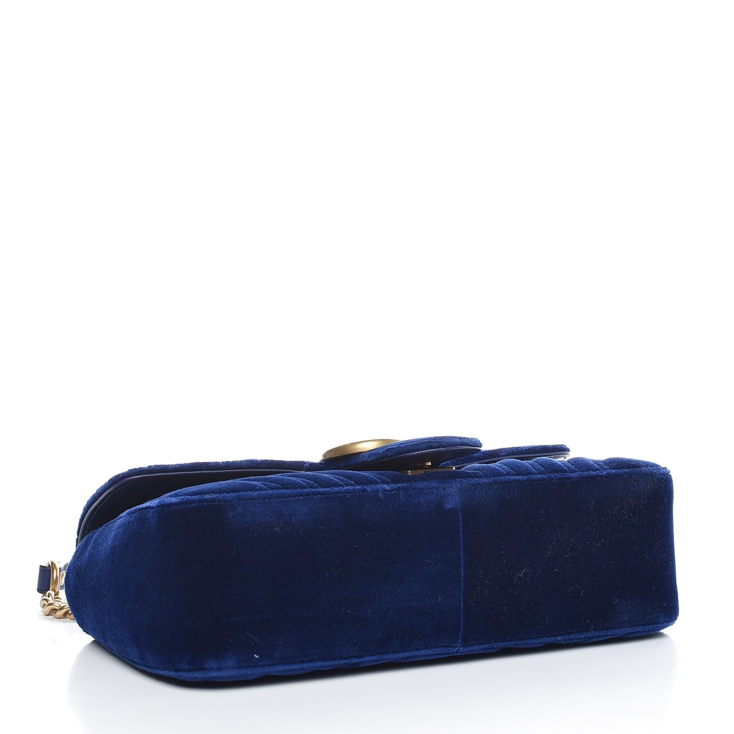Velvet Matelasse Small GG Marmont Shoulder Bag Cobalt Blue