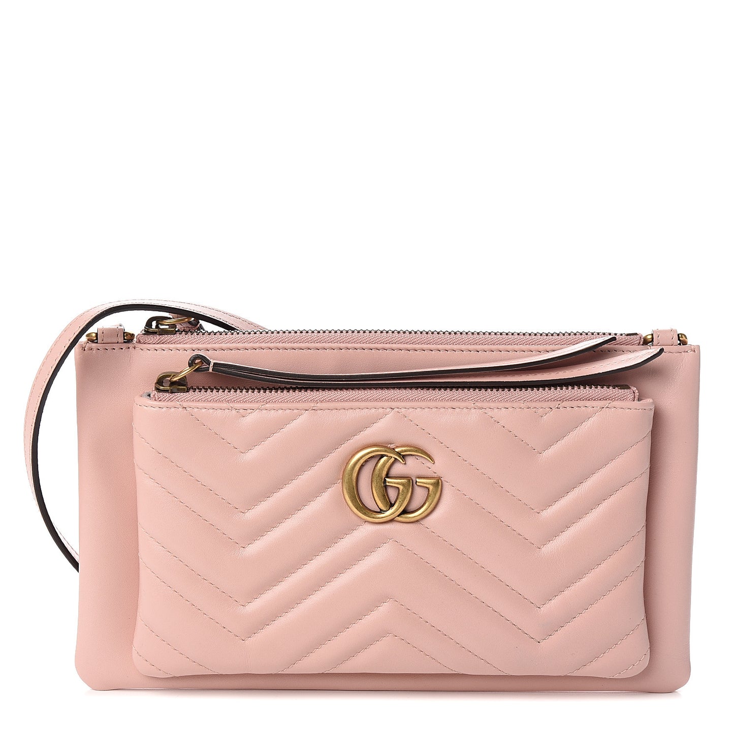 Calfskin Matelasse Small GG Marmont Double Zip Shoulder Bag Perfect Pink
