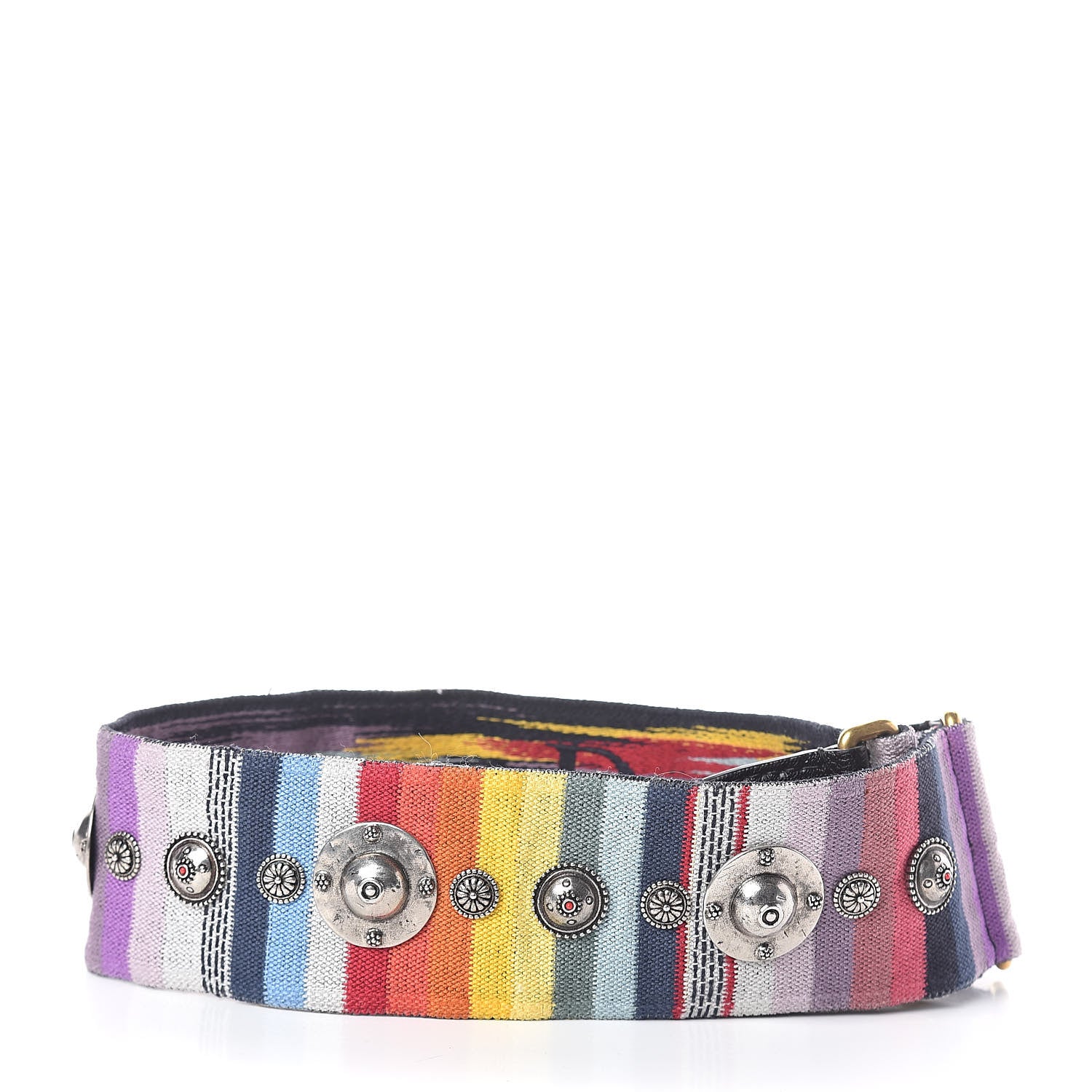 Christian Dior Canvas Embroidered Studded Rainbow Shoulder Strap 2 of 3