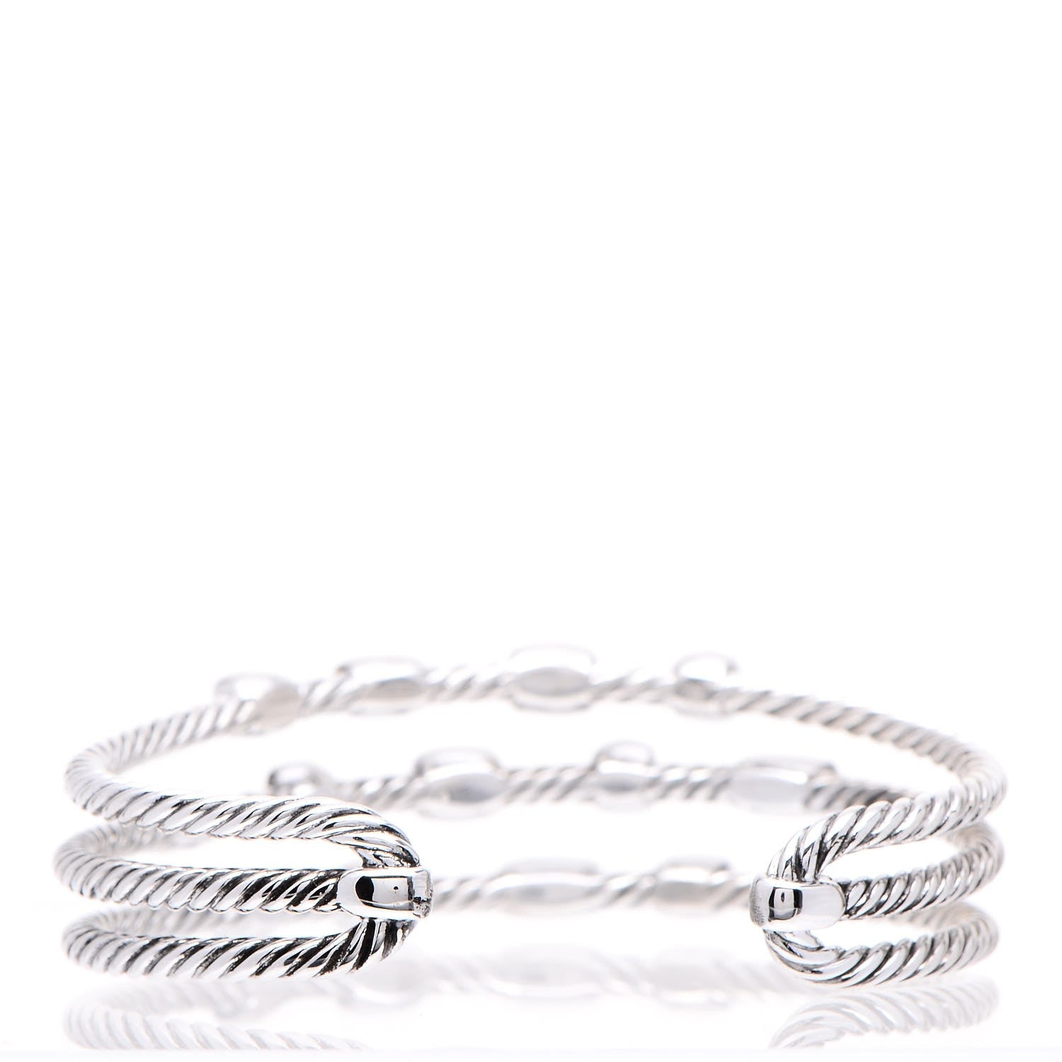 David Yurman Sterling Silver Blue Topaz Hampton Blue Topaz Three Row Confetti Cuff Bracelet 4 of 5