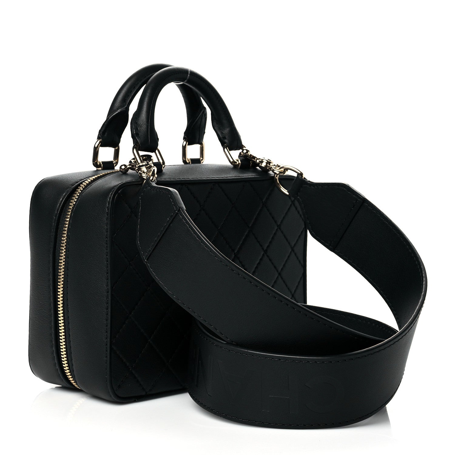Chanel Calfskin Quilted Travel Kit Vanity Case Black 2 of 10