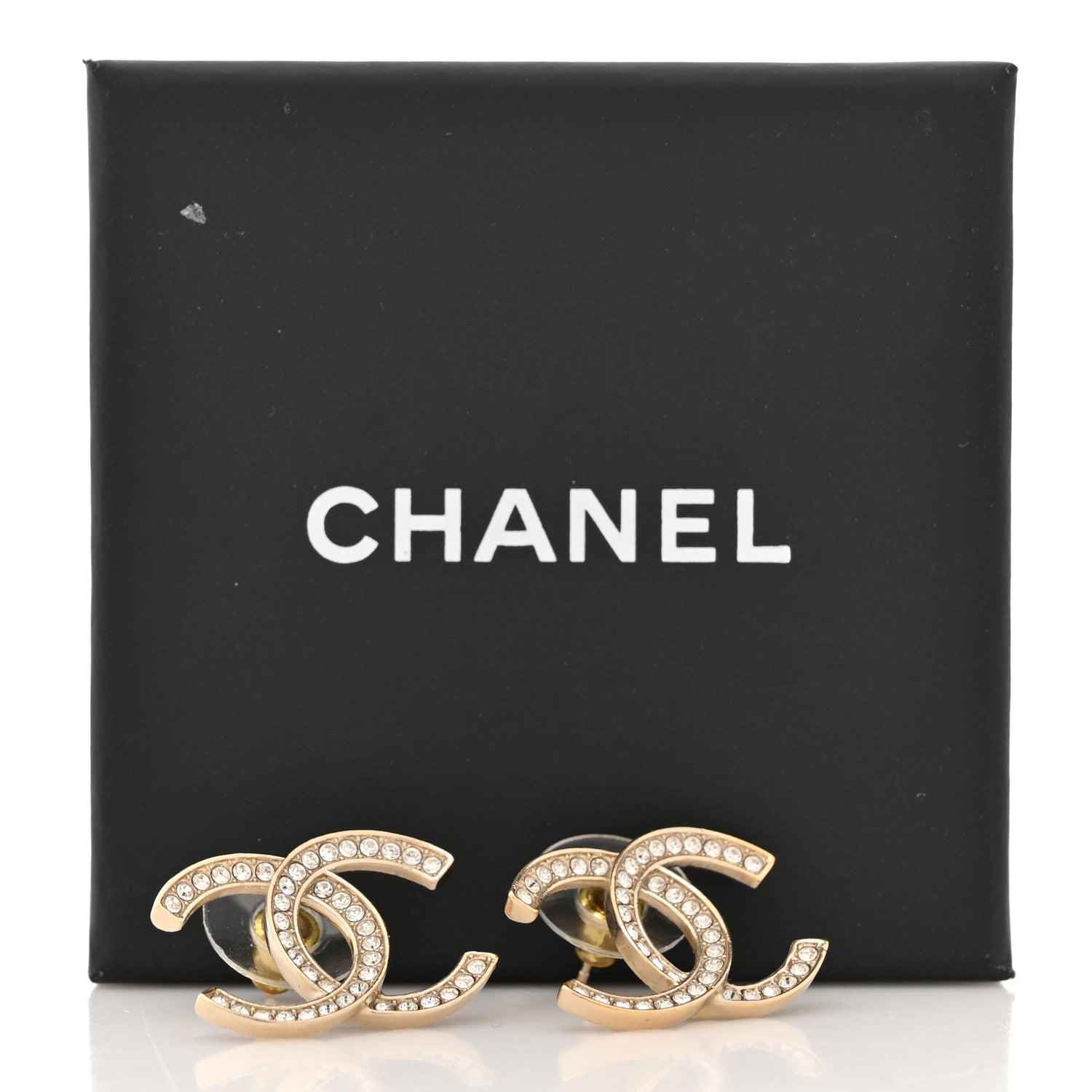 Chanel Crystal Large CC Earrings Gold 5 of 5